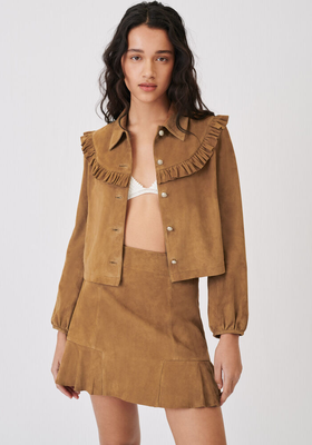 Suede Jacket With Ruffles, £429 | Maje