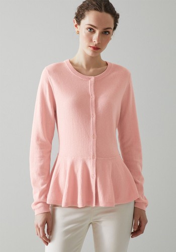 Valerie Pink Wool Cotton Peplum Cardigan from LK Bennett