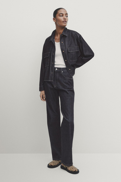 Rinse Wash Cropped Denim Shirt from Massimo Dutti