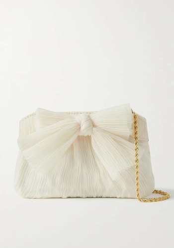 Rochelle Bow-Embellished Plissé-Organza Clutch from Loeffler Randall