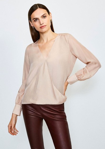 Silk Habotai Wrap Blouse