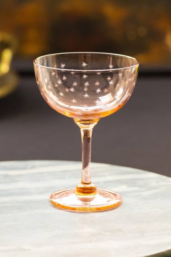 Set Of 4 Rose Crystal Cocktail Glasses With Stars Design from The Vintage List