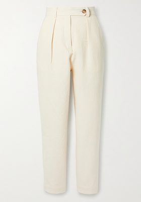 Pleated Cotton-Cloqué Straight Leg Pants from King & Tuckfield