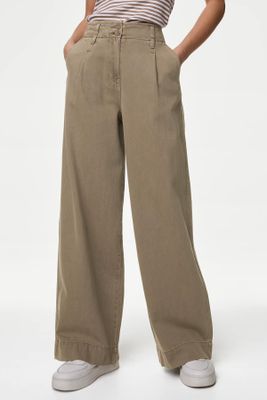Lyocell Blend Pleated Wide Leg Trouser from M&S Collection