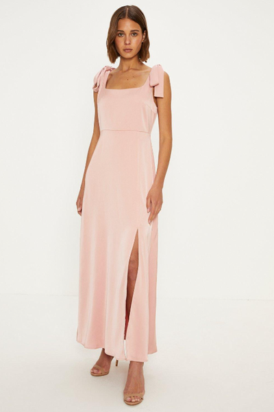 Satin Tie Shoulder Midi Dress from Oasis