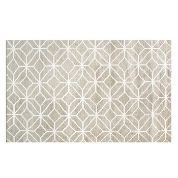 Carret Linen Geometric Natural Bamboo Rug from Designer's Guild