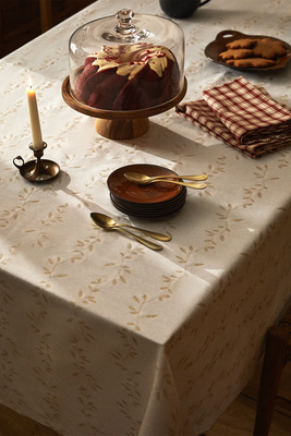 Sparkly Christmas Leaf Cotton Tablecloth, £79.99 | Zara Home