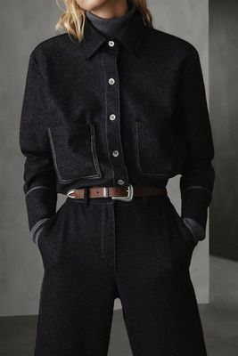 Winter Capsule Topstitched Wool Flannel Shirt from Massimo Dutti 