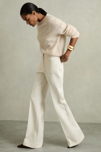 Twill High-Rise Flared Trousers