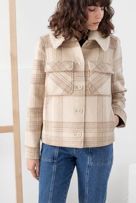 Faux Shearling Collar Plaid Jacket from & Other Stories