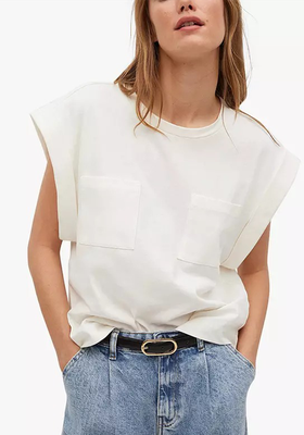Cotton Pocket Cap Sleeve T-Shirt from Mango