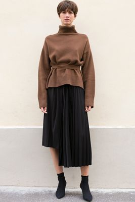 Brown Wool & Cashmere Turtleneck Sweater