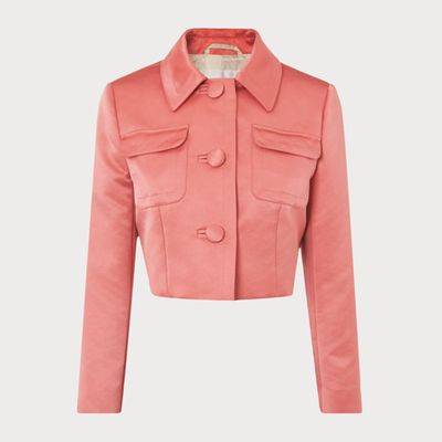 Biarritz Pink Satin Cropped Jacket