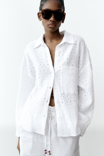 Shirt With Cut Work Embroidery from Zara