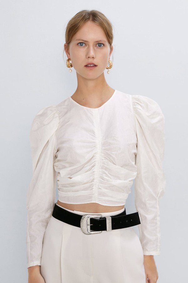 Gathered Jacquard Top from Zara