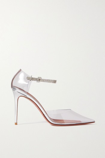 Ursina Crystal Embellished PVC & Metallic Leather Pumps from Amina Muaddi