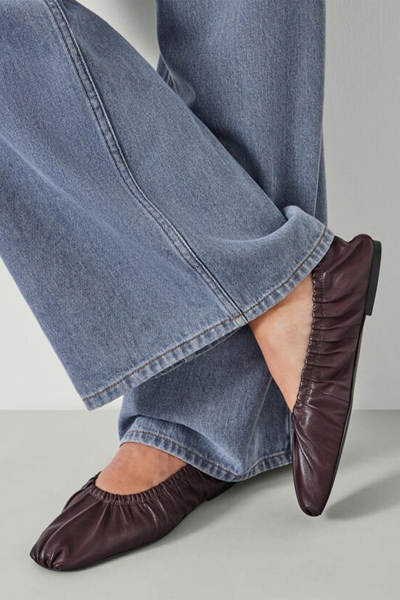 Ruby Ruched Leather Ballet Flats from HUSH