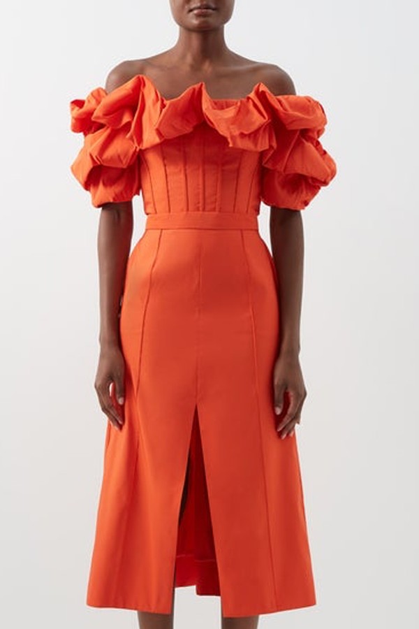 Puff Off-The-Shoulder Taffeta Dress from Alexander McQueen