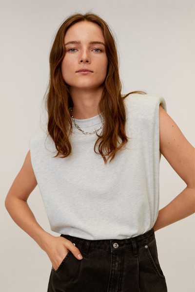 Shoulder Pad Cotton T-Shirt from Mango