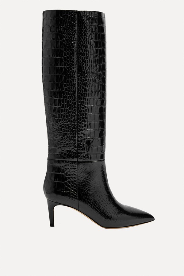Stiletto 60 Crocodile-Effect Leather Knee-High Boots from Paris Texas