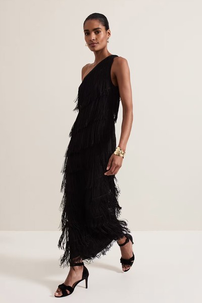 Otto One Shoulder Fringe Maxi Dress from Phase Eight