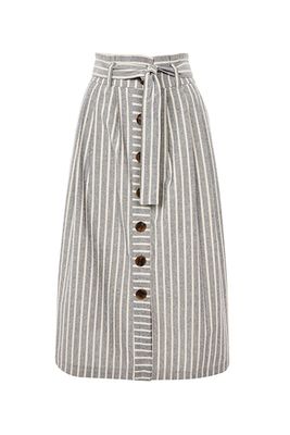 Linen Striped Midi Skirt from Topshop