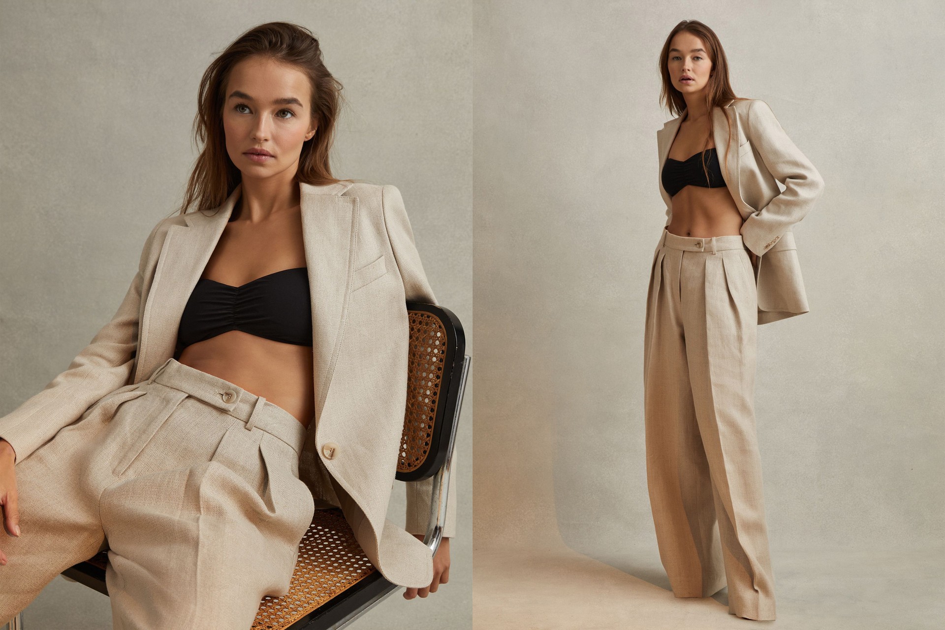 Cassie Linen Wide Leg Suit Trousers, £178