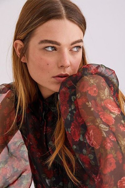 Floral Print Organza Shirt from Stradivarius