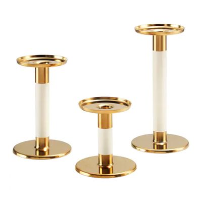 Glittrig - Candlestick Set of 3 - Ivory Gold Colour