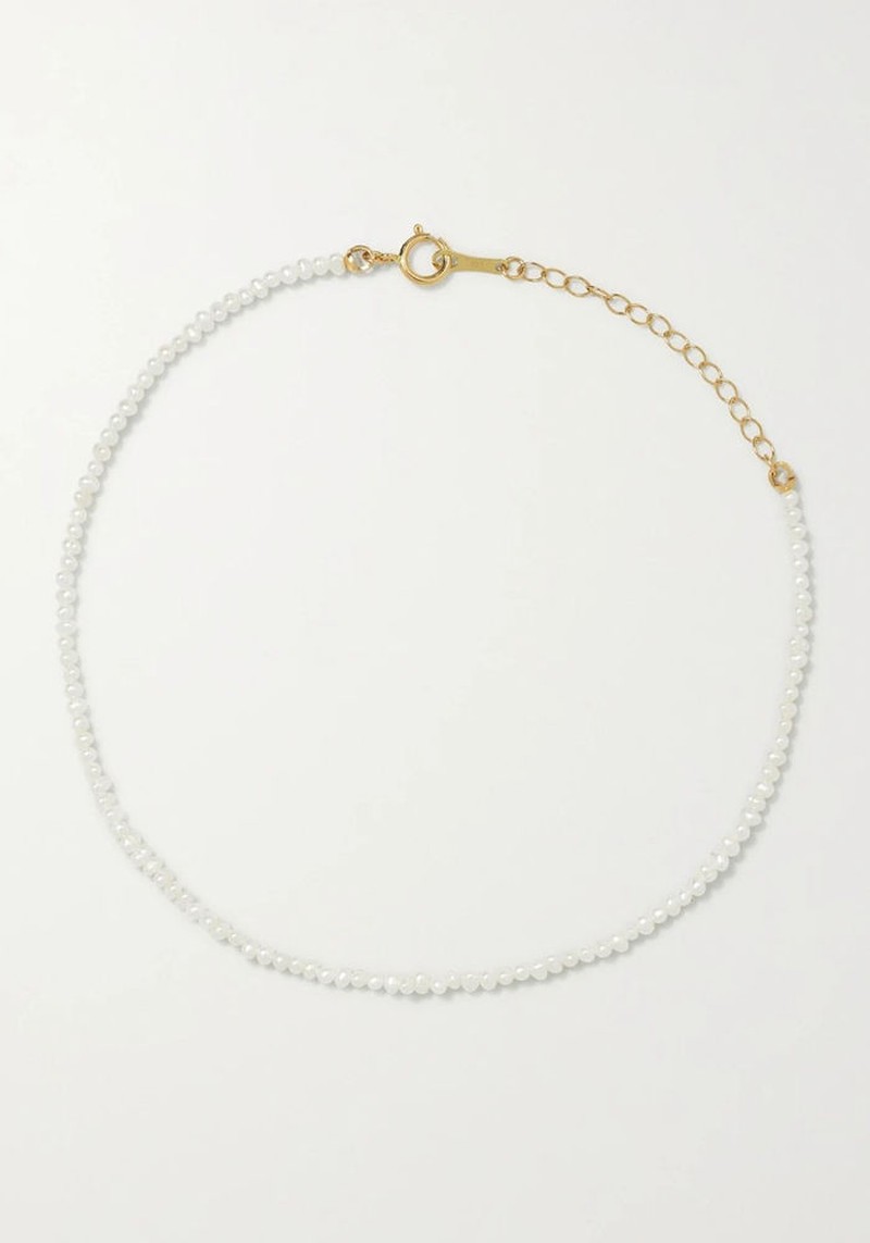 14-Karat Gold Pearl Anklet from Muzuki