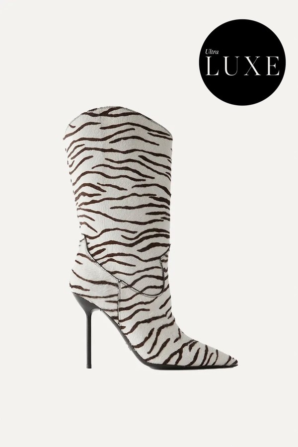 Lidia Zebra-Print Calf Hair Ankle Boots from Paris Texas
