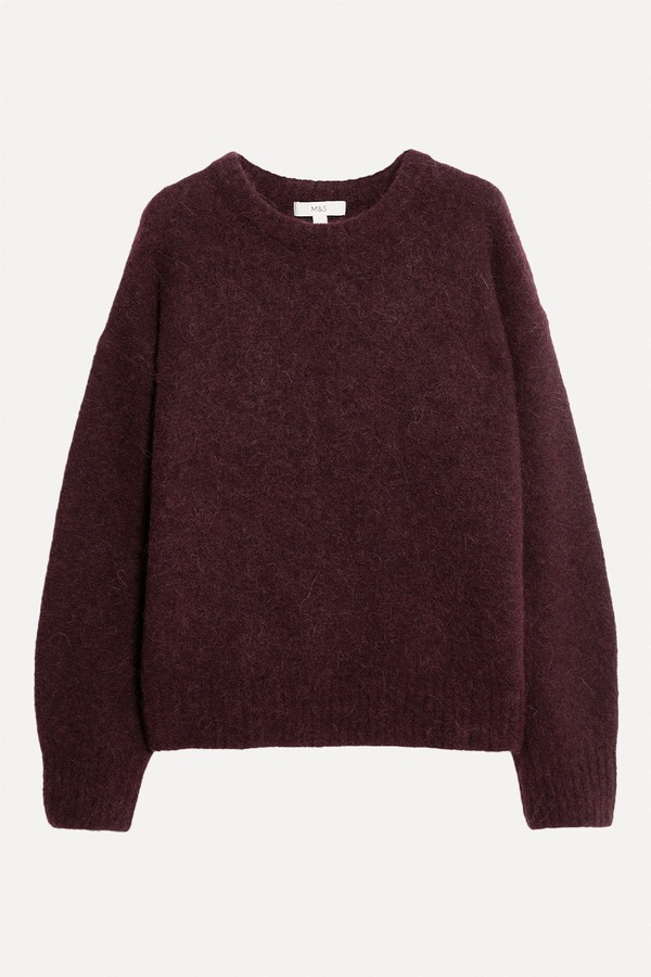 Alpaca Blend Textured Relaxed Jumper from Marks & Spencer
