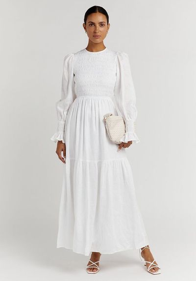 Jorja White Linen Midi Dress from Dissh