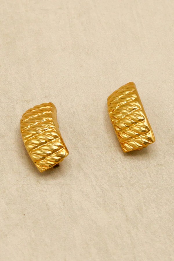 Vintage Textured Twist Clip-On Earrings