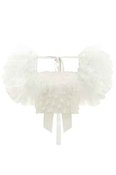 Tulle-sleeve Bow-appliqué Cropped Top from Rodarte