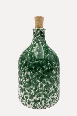 Green Speckled Ceramic Oil Bottle from Tenuta Marmorelle
