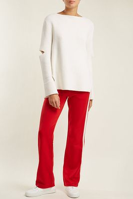 Side Stripe Wide-Leg Jersey Track Pants from Moncler
