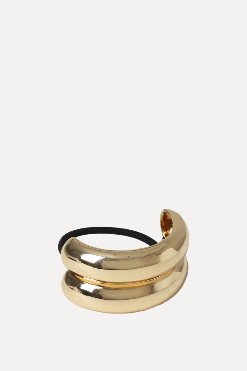 Gold Tone Barrel Ponio Hair Accessory