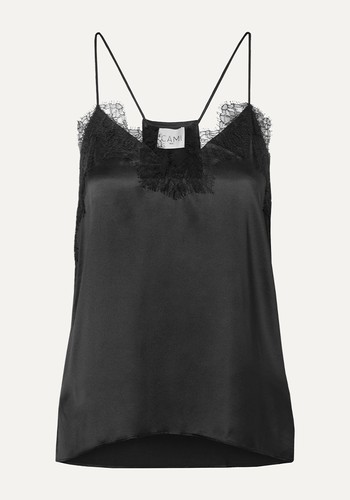 The Racer Lace-Trimmed Silk-Charmeuse Camisole from Cami NYC