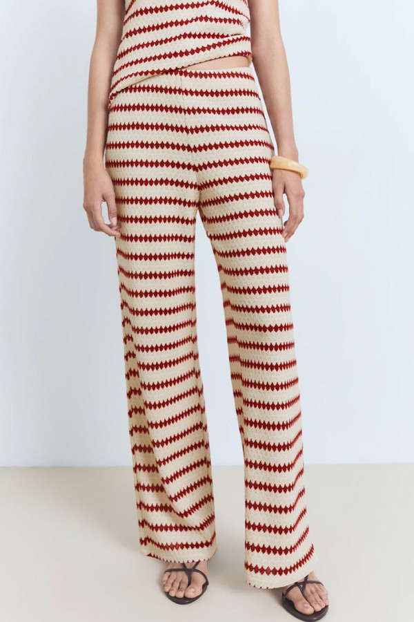 Knitted Trousers With Geometric Print
