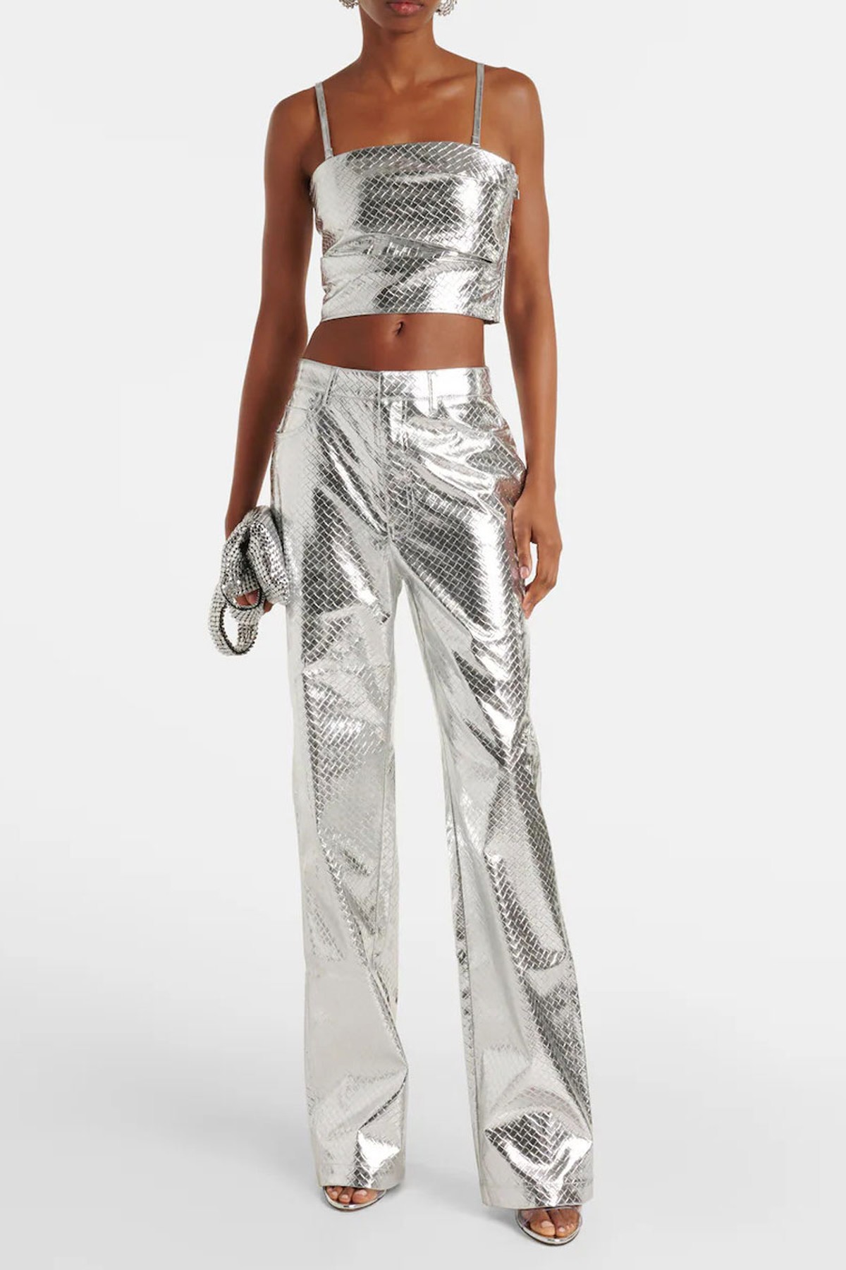 Metallic-Effect High-Rise Straight Pants from Rotate