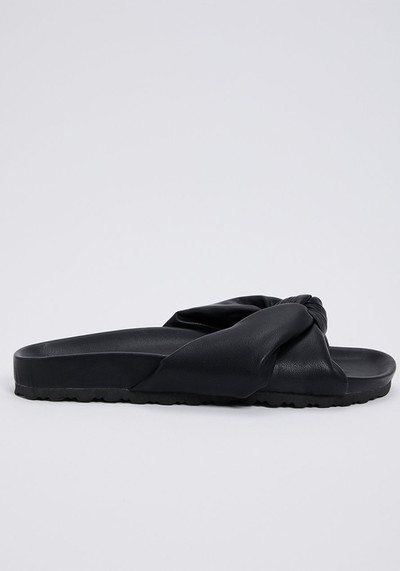 Black Faux Leather Knot Sliders