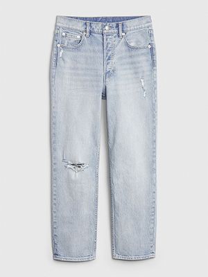 High Rise Distressed Cheeky Straight Jeans