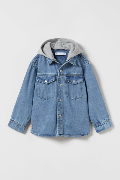 Denim Overshirt With Detachable Hood from Zara