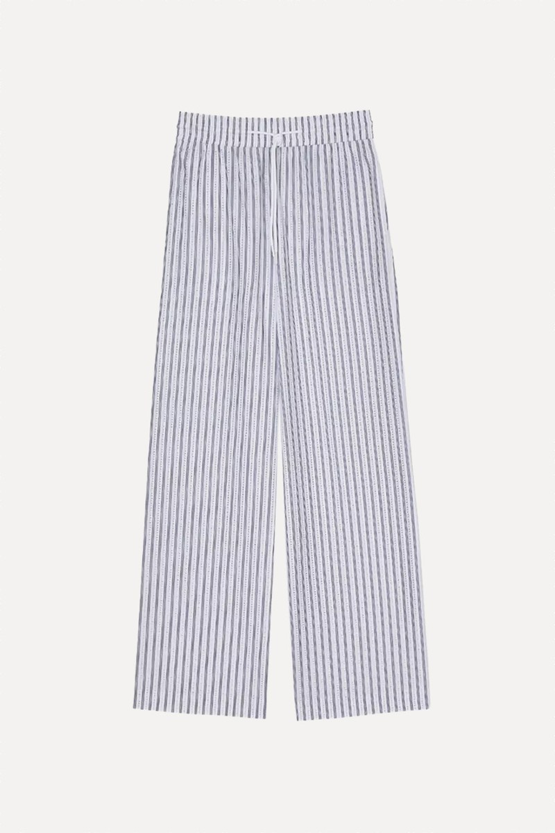 Striped Drawstring-Waist Cotton Trousers from SANDRO