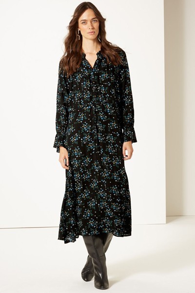 Floral Print Drop Waist Midi Dress from M&S