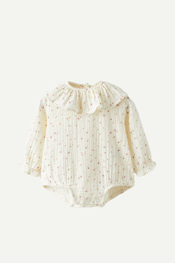 Floral Dotted Mesh Bodysuit from Zara