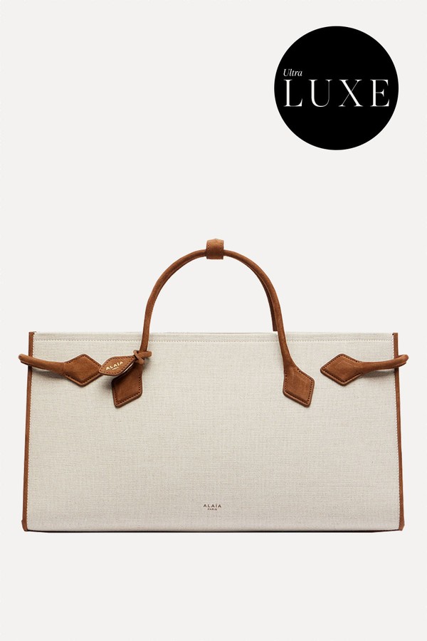 Le Teckel Leather-Trimmed Canvas Tote Bag from Alaïa