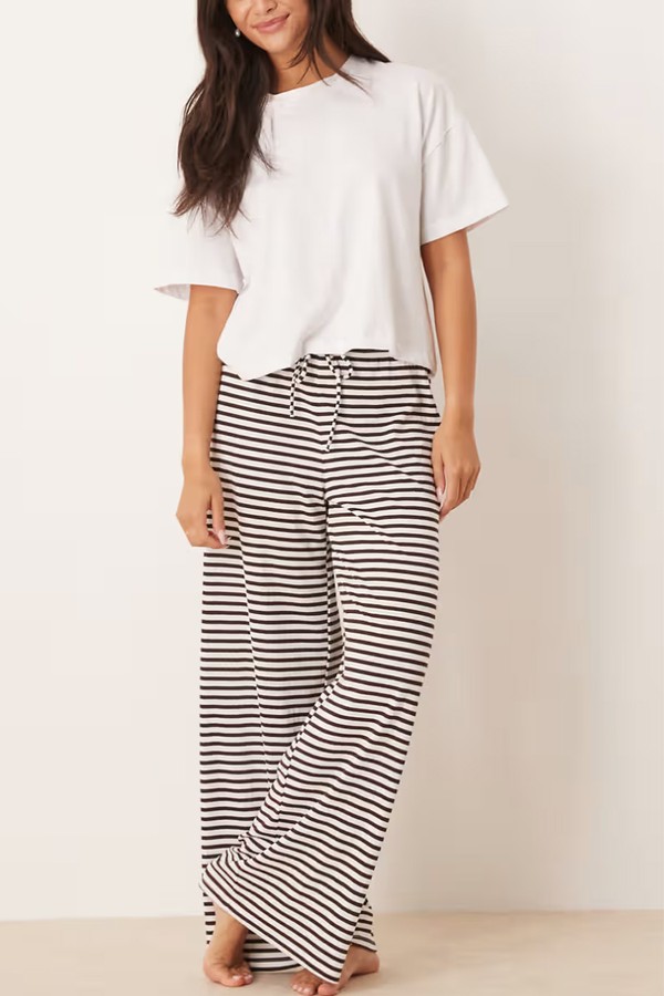 Supersoft Jersey Wide Leg Trousers With Drawstring Waist from Gina Tricot