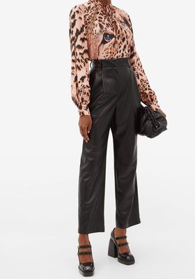 High-Rise Faux-Leather Trousers from MSGM 